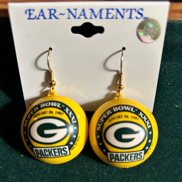 Super Bowl XXXI Green Bay Packers Earrings NWT - Picture 1 of 2